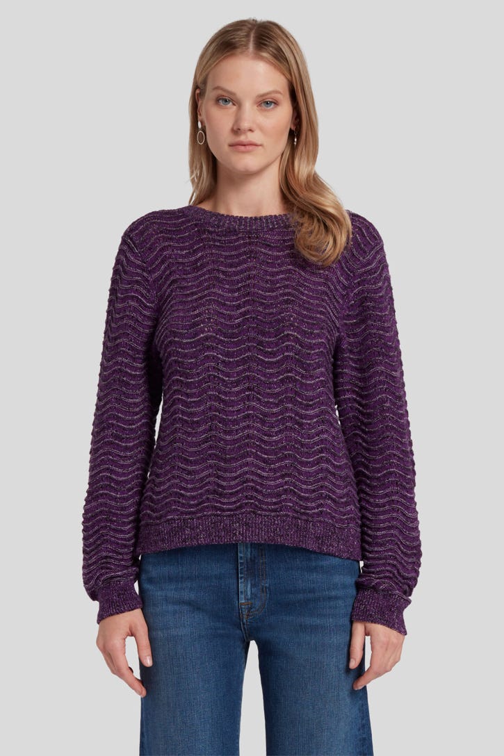 CROSS BACK SWEATER COTTON POLY VIOLET MARL