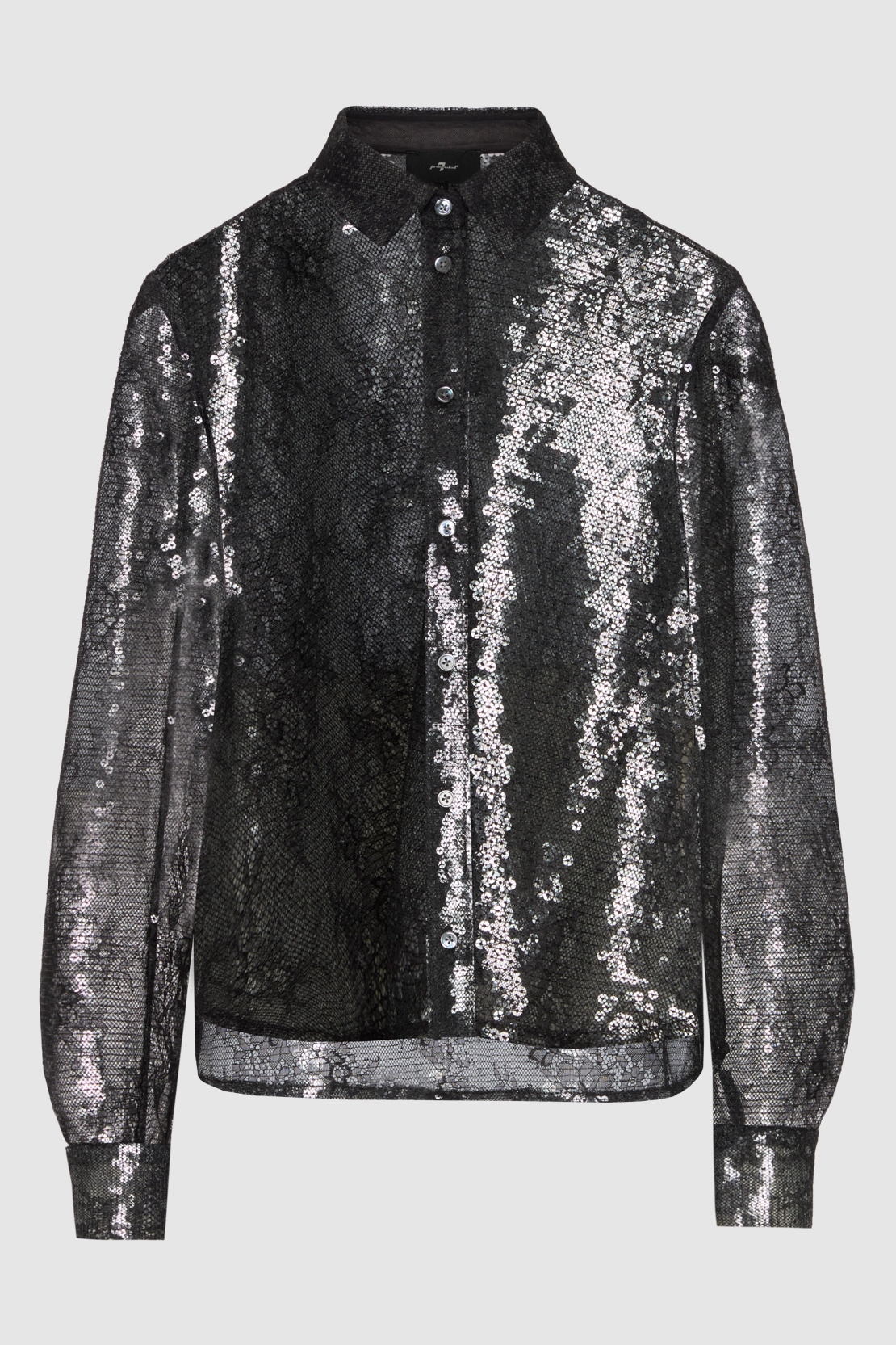 Ls Sheer Lace Shirt Black - Shirt | 7 For All Mankind