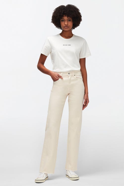 TESS TROUSER WINTER WHITE WITH RAW CUT 